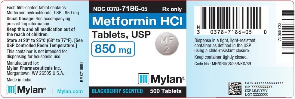 Metformin Hydrochloride Tablets 850 mg Bottle Label