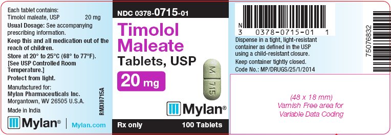 Timolol Maleate Tablets 20 mg Bottle Label
