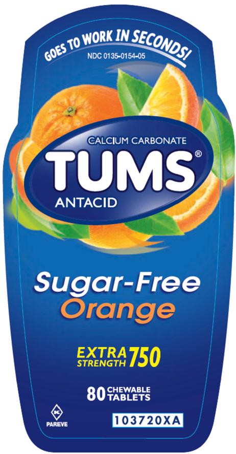 Tums Extra Strength Sugar Free Orange 80 count front label