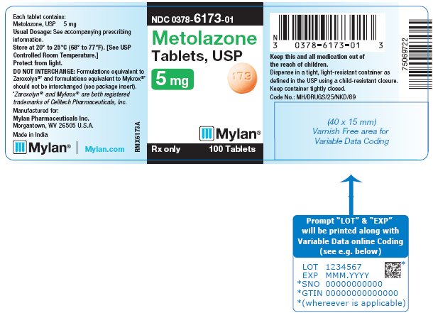 Metolazone Tablets, USP 5 mg Bottle Label