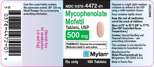 Mycophenolate Mofetil Tablets, USP 500 mg Bottle Label