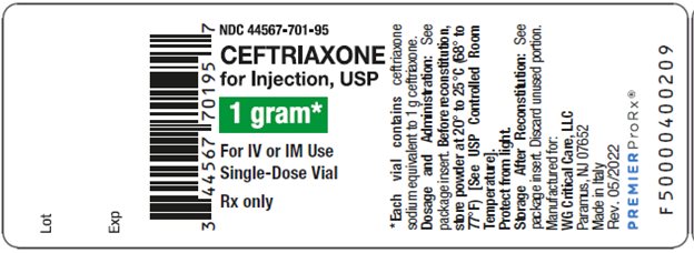 Ceftriaxone for Injection 1 g label image