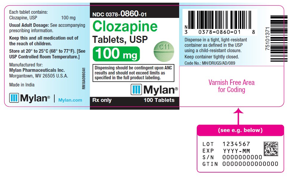 Clozapine Tablet, USP 100 mg Bottle Label