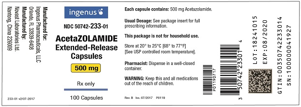 Acetazolamide ER Caps 500mg bottle label- 100ct (250 mL)