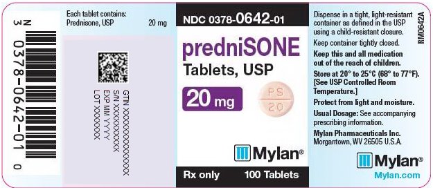 Prednisone Tablets, USP 20 mg Bottle Label