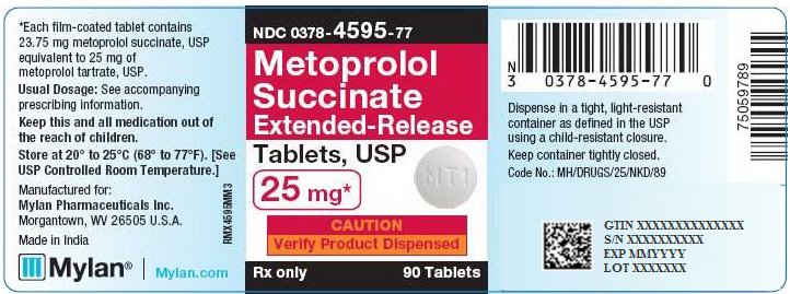 Metoprolol Succinate Extended-Release Tablets, USP 25 mg Bottle Label