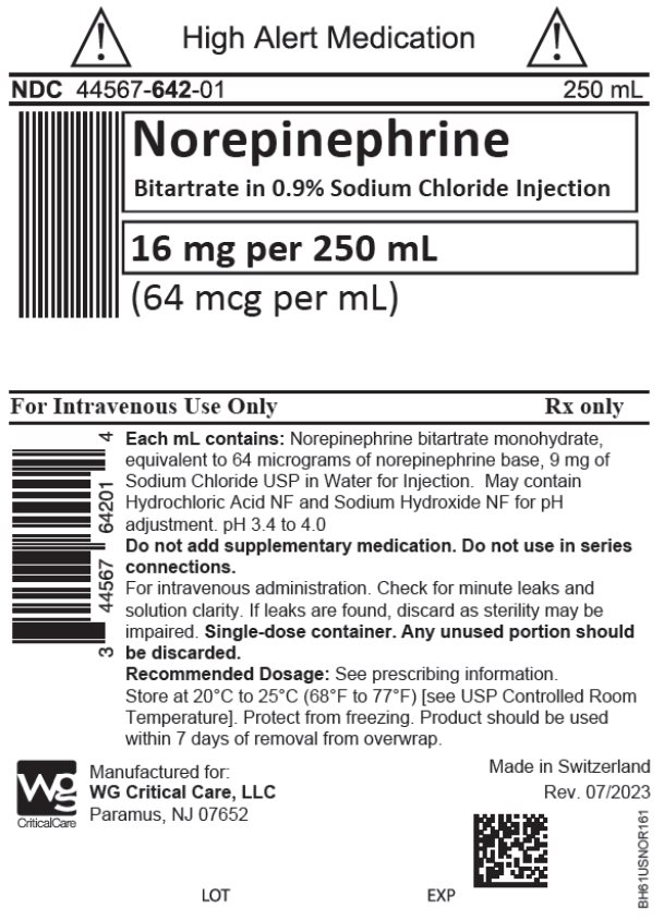 Norepinephrine Bitartrate in 0.9% Sodium Chloride Injection 16 mg per 250 mL Label image