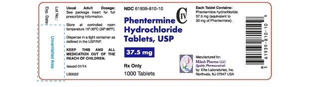 Phentermine Hydrochloride Tablets, USP 37.5 mg - 1000 count