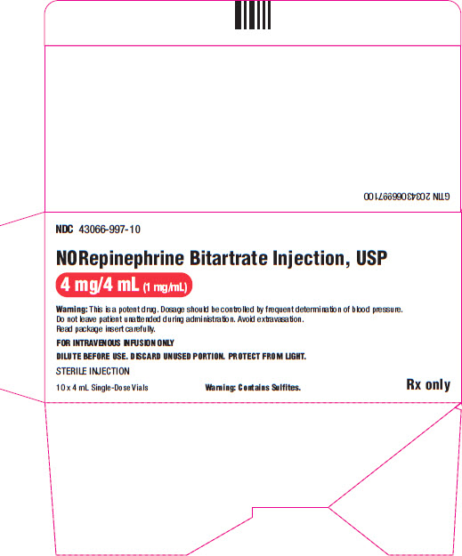 Norepinephrine Representative Label   43066-997-10  1 of  4