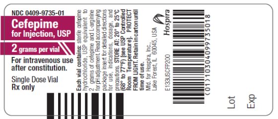 Cefepime for Injection, USP 2 gram vial label