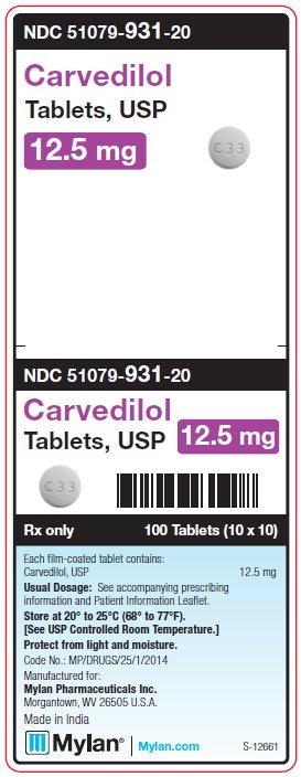 Carvedilol 12.5 mg Tablets Unit Carton Label