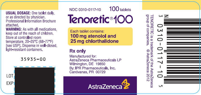Tenoretic 100 Bottle Label 100 tablets