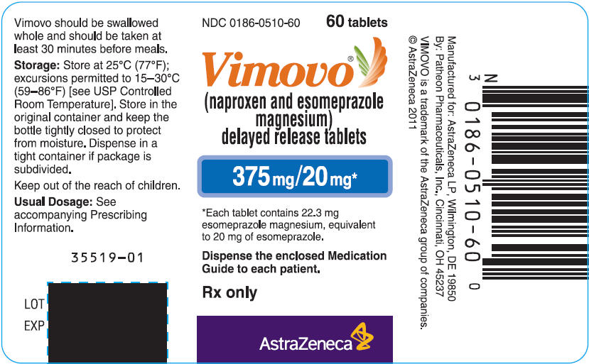 VIMOVO 375MG/20MG - 60 Count Bottle Label 