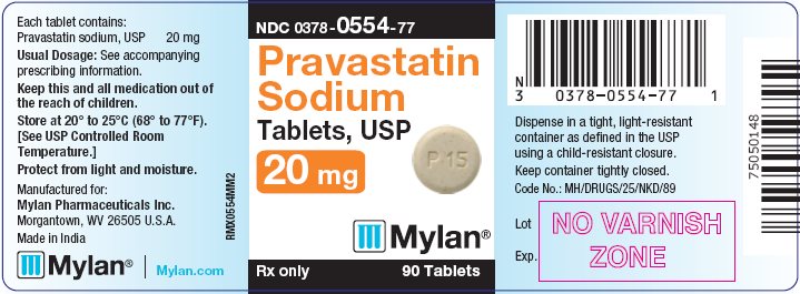 Pravastatin Sodium Tablets, USP 20 mg Bottle Label