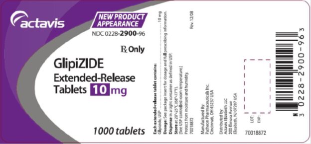 Glipizide Extended-Release Tablets 10 mg, 1000s Label