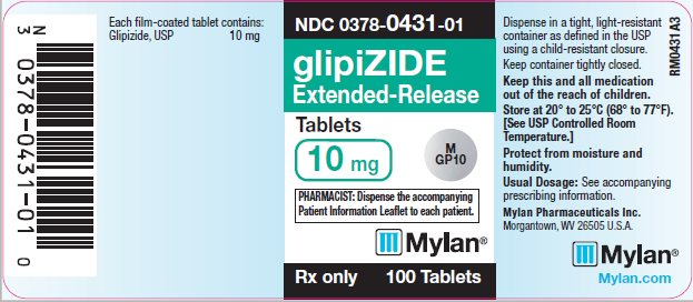 glipiZIDE Extended-Release Tablets 10 mg Bottle Label
