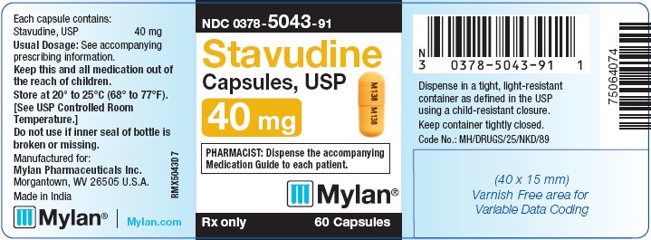 Stavudine Capsules 40 mg Bottle Label