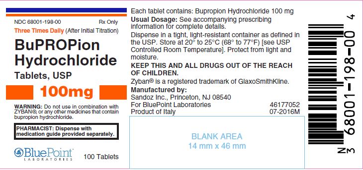 Bupropion 100mg 100 count Label - Product of Italy