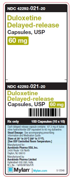 Duloxetine Delayed-release 60 mg Capsules Unit Carton Label
