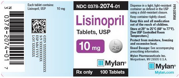 Lisinopril Tablets 10 mg Bottle Label