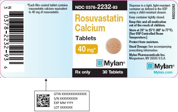 Rosuvastatin Calcium Tablets 40 mg Bottle Label