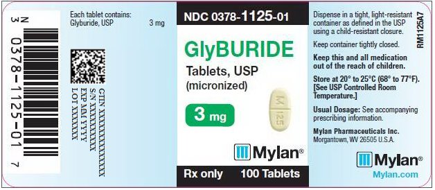 Glyburide Tablets 3 mg Bottle Label