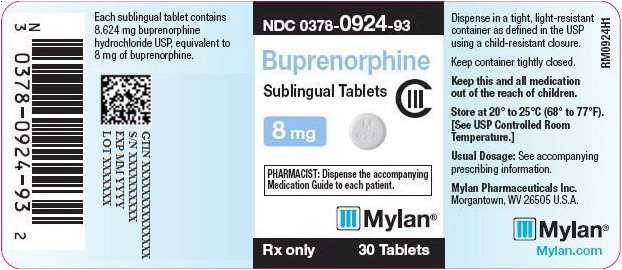 Buprenorphine Sublingual Tablets 8 mg Bottle Label