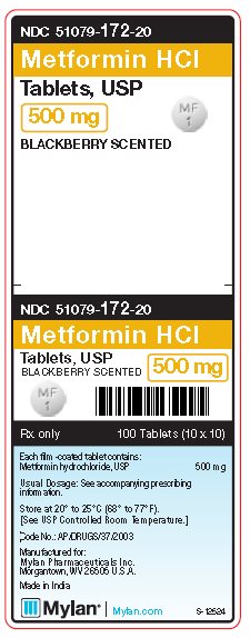 Metformin HCl 500 mg Tablets Unit Carton Label