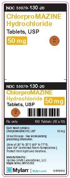 Chlorpromazine Hydrochloride 50 mg Tablets Unit Carton Label