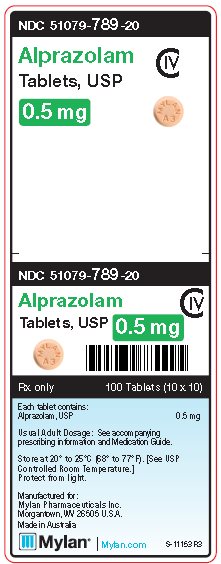 Alprazolam 0.5 mg Tablets C-IV Unit Carton Label