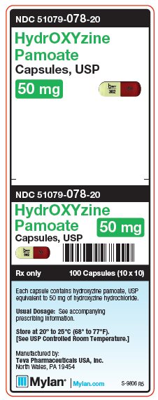 Hydroxyzine Pamoate 50 mg Capsules Unit Carton Label