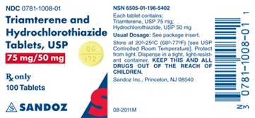 Triamterene and Hydrochlorothiazide Tablets 75 mg/50 mg Label