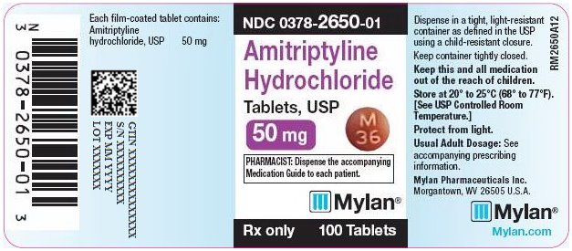 Amitriptyline Hydrochloride Tablets 50 mg Bottle Label