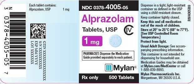Alprazolam Tablets 1 mg Bottle Label