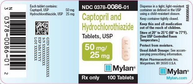 Captopril and Hydrochlorothiazide Tablets 50 mg/25 mg Bottle Label