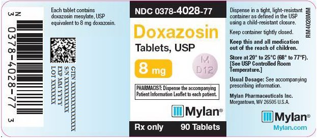 Doxazosin Tablets 8 mg Bottle Label