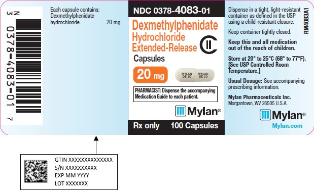 Dexmethylphenidate Hydrochloride Extended-Release Capsules 20 mg Bottle Label