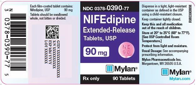 Nifedipine Extended-Release Tablets 90 mg Bottle Label