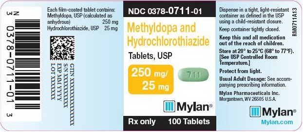 Methyldopa and Hydrochlorothiazide Tablets 250 mg/25 mg Bottle Label