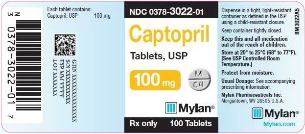 Captopril Tablets 100 mg Bottle Label