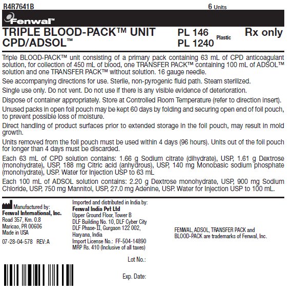 TRIPLE BLOOD-PACK™ UNIT CPD/ADSOL™ label