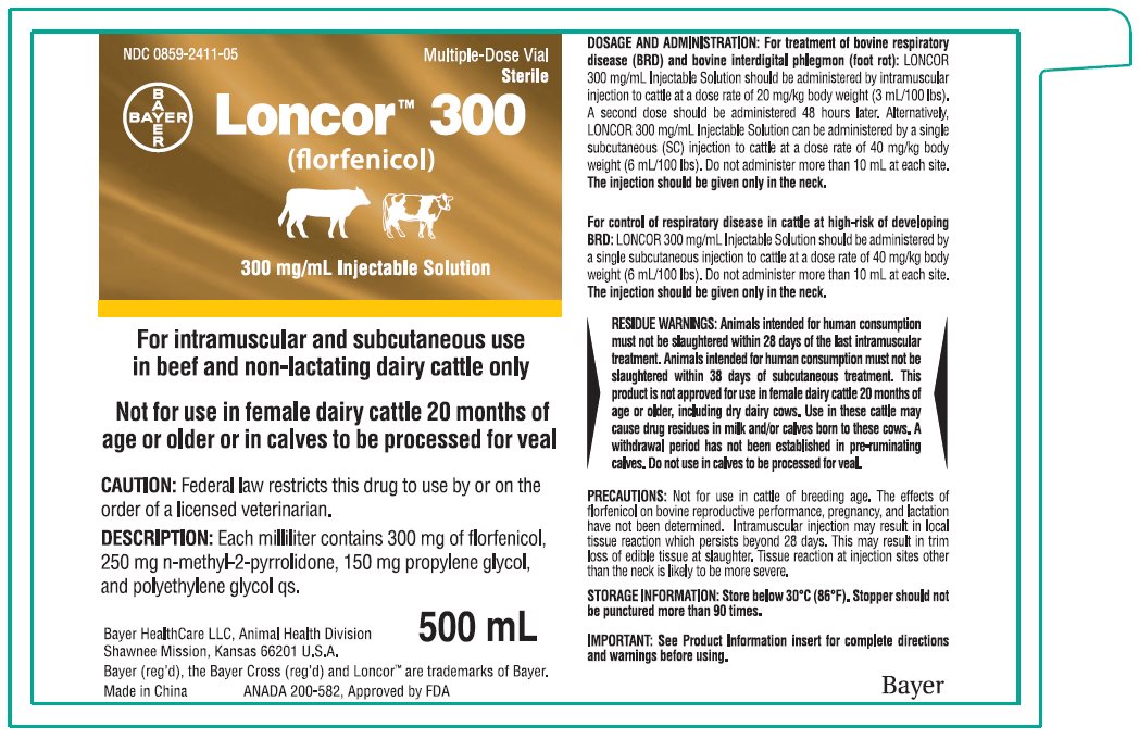 Loncor 300 (florfenicol) 300 mg/mL Injectable Solution 500 mL vial label