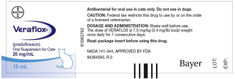 Veraflox (pradofloxacin) Oral Suspension for Cats 25 mg/mL - 15 mL label