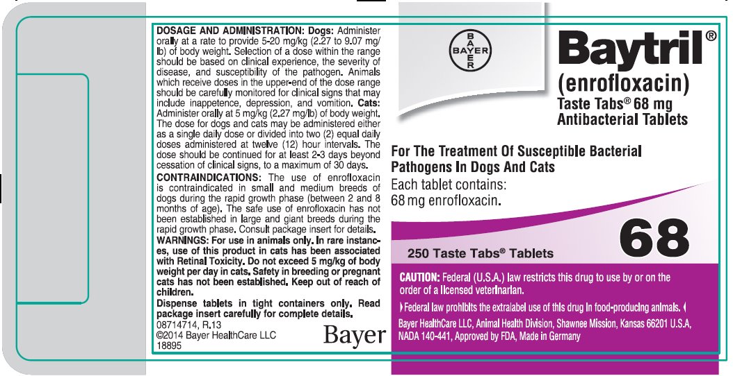 Baytril Taste Tabs 68 mg 250 Taste Tabs