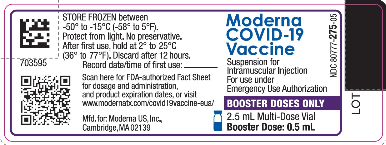 Moderna COVID-19 Vaccine Suspension for Intramuscular Injection for use under Emergency Use Authorization-Booster Doses Only-2.5 mL Multi-Dose Vial