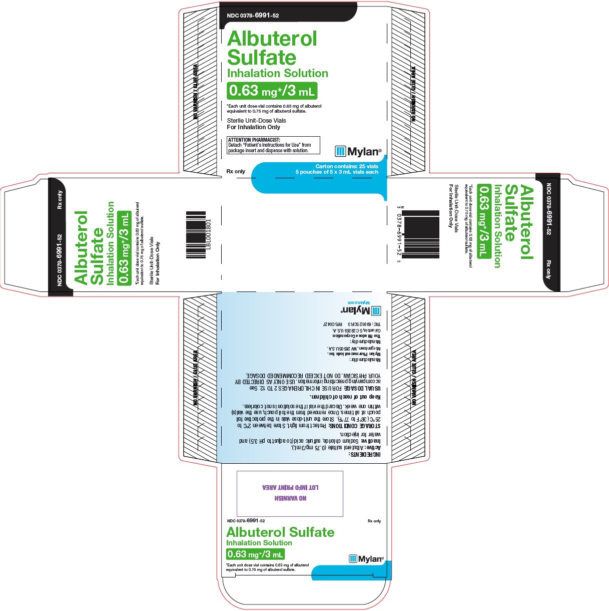 Albuterol Sulfate Inhalation Solution 0.63 mg/3 mL Carton Label