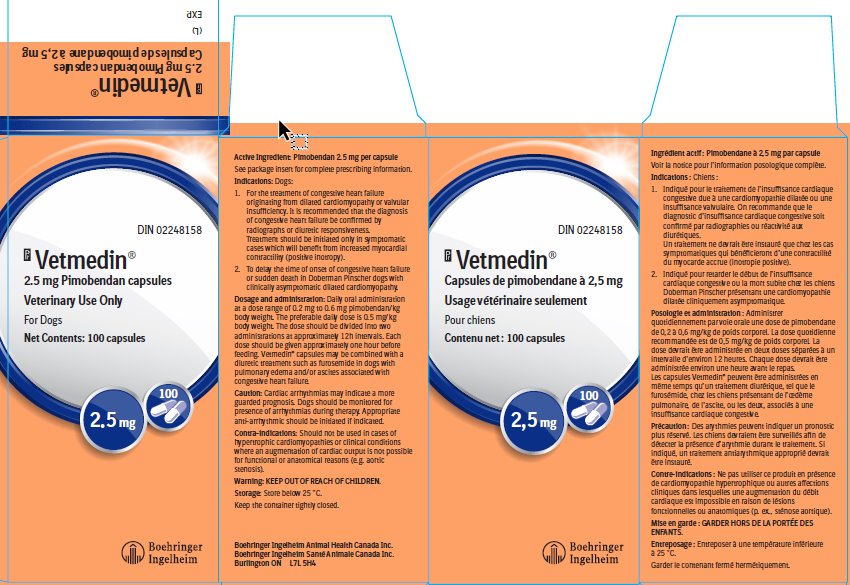 Picture of 2.5 mg display carton for Vetmedin Capsules