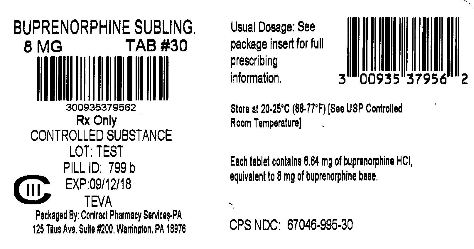 Buprenorphine Hydrochloride Sublingual Tablets 8 mg 30s Label 