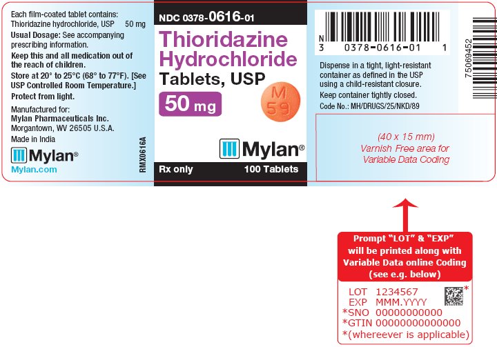 Thioridazine Hydrochloride Tablets 50 mg Bottle Label