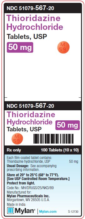 Thioridazine Hydrochloride 50 mg Tablets Unit Carton Label